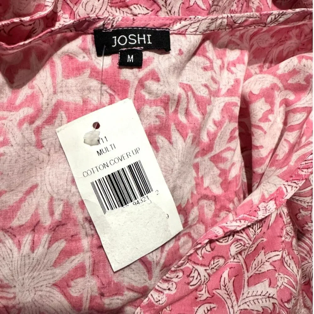 Joshi Swim Pink Floral Cotton Swim Cover Up Tunic Dress NWT Women's Medium
